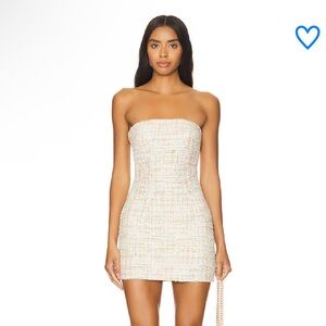 NWT Superdown Tweed Cream Strapless Mini Dress